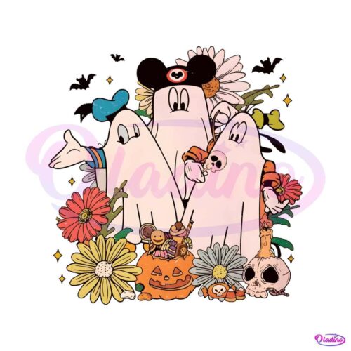 vintage-floral-vitage-mickey-and-friends-ghost-png-sublimation