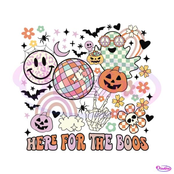 here-for-the-boos-groovy-halloween-spooky-season-svg-file