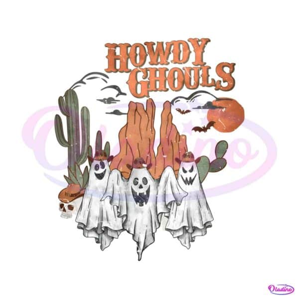 retro-vintage-western-halloween-howdy-ghouls-png-download