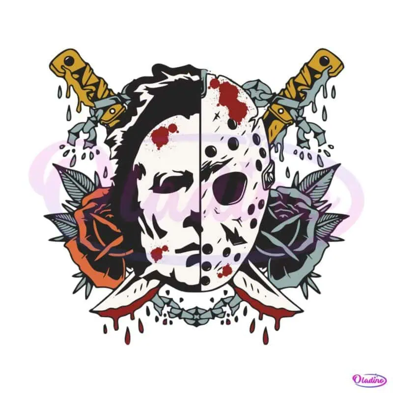 vintage-floral-horror-movie-character-ghost-mask-svg-file