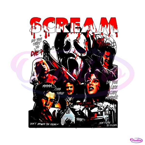 Vintage Scream Ghostface Horror Characters PNG Download
