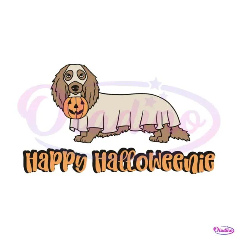 Dachshund Ghost Dog Happy Halloween SVG FIle For Cricut - Oladino