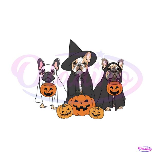 Ghost And Witch Pumpkin French Bulldog PNG Download