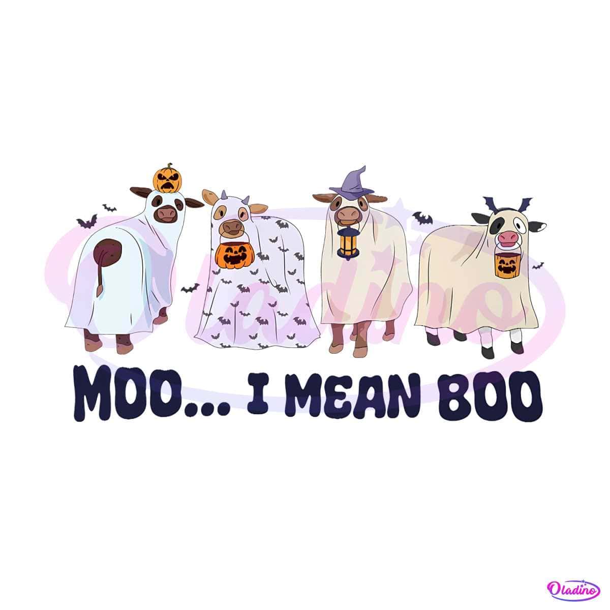 Ghost Cows Moo I Mean Boo PNG Sublimation Download