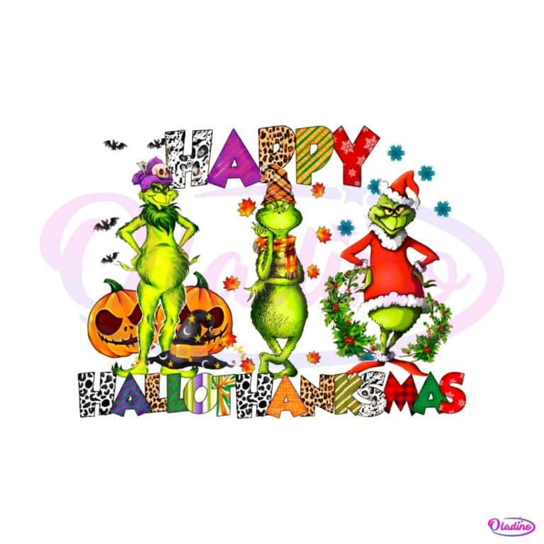 The Grinch Happy HalloThanksMas PNG Sublimation Download - Oladino