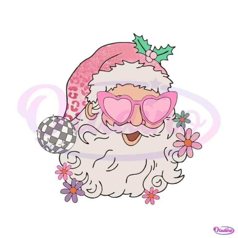 Funny Pink Disco Santa Claus PNG Sublimation Download