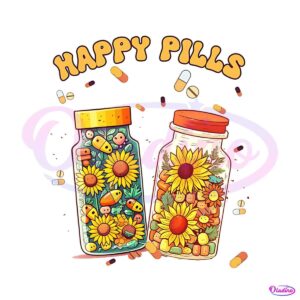 vintage-happy-pills-medicine-sunflower-png-download