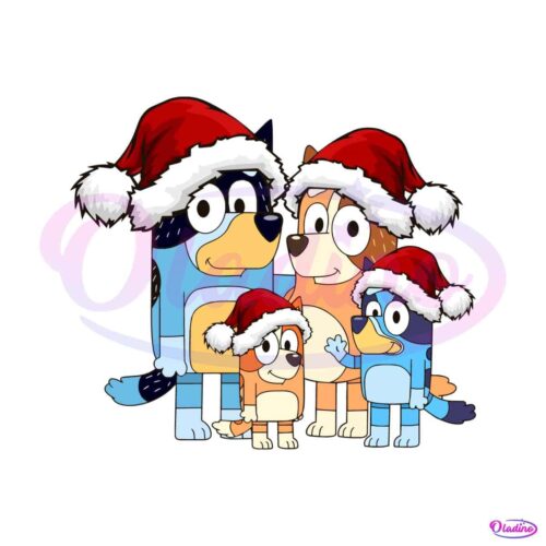 cute-bluey-family-merry-xmas-svg-graphic-design-file