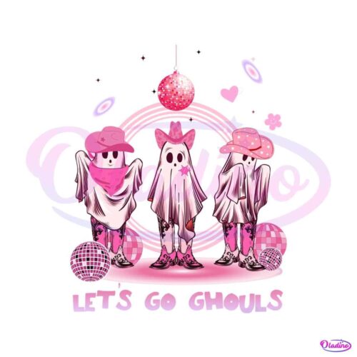 lets-go-ghouls-western-pink-ghost-png-sublimation-file