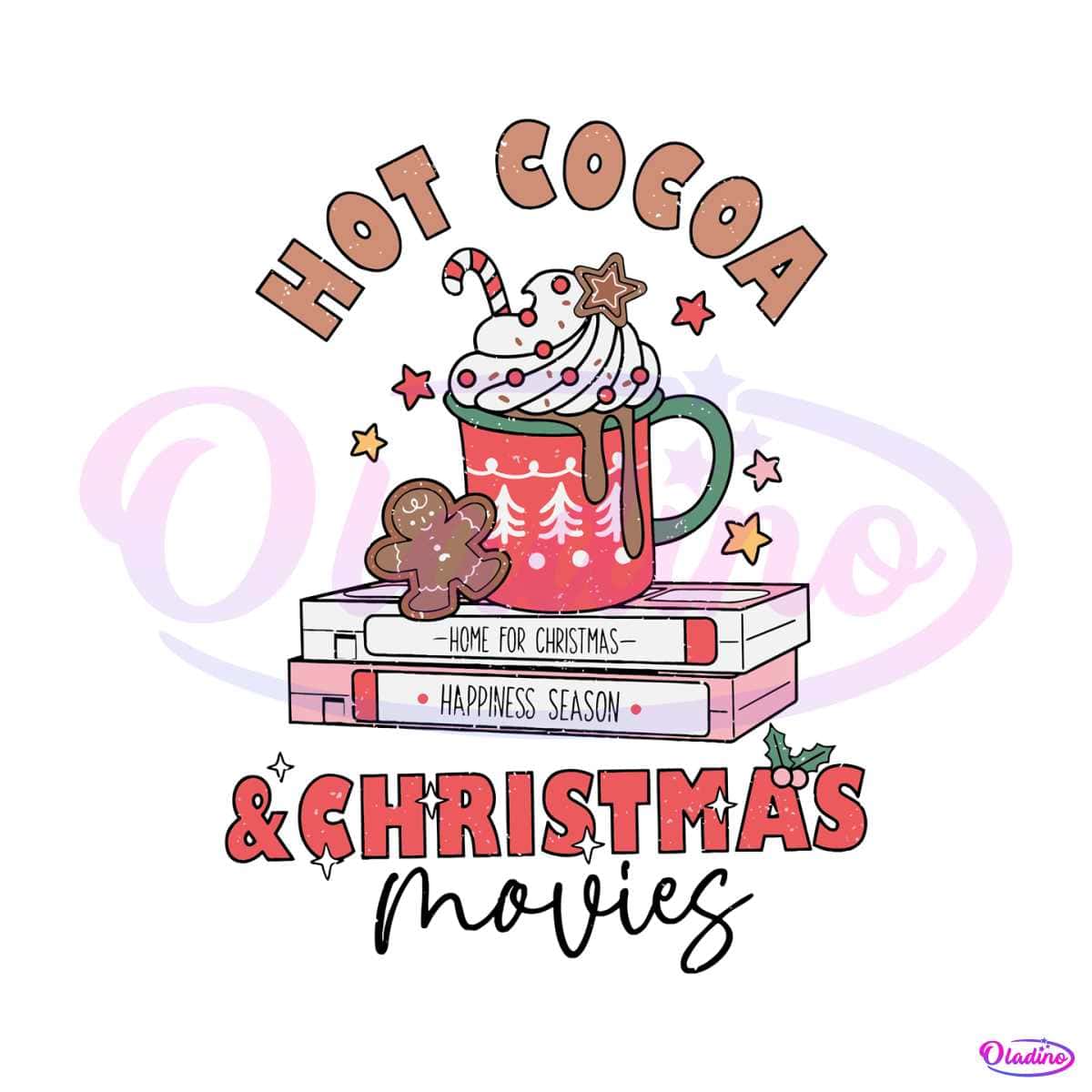 Vintage Hot Cocoa Christmas Movies SVG Digital Cricut File