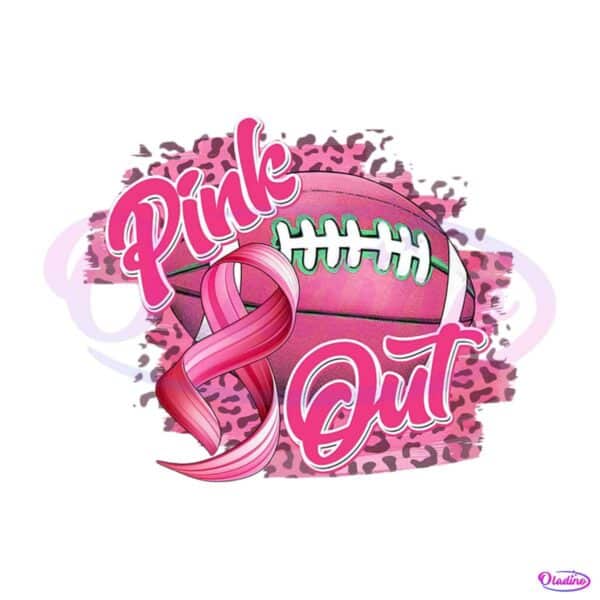 pink-out-leopard-football-pink-ribbon-png-download