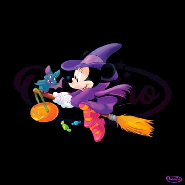 disney-halloween-witch-minnie-and-bat-png-download