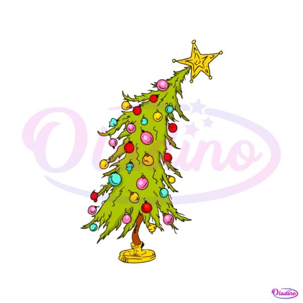 vinatge-bent-christmas-tree-svg-graphic-design-file