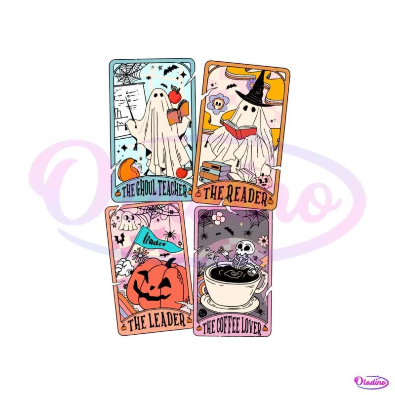 retro-teacher-halloween-ghost-tarot-card-svg-design-file