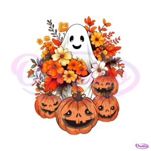 vintage-floral-ghost-pumpkin-png-sublimation-download