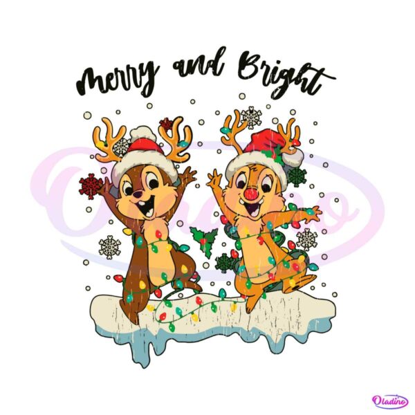 vintage-chip-and-dale-christmas-merry-and-bright-svg-file
