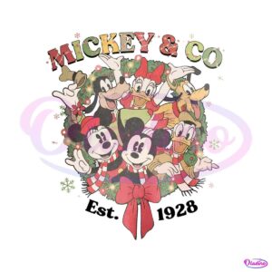 vintage-mickey-and-co-est-1928-christmas-wreath-png-file