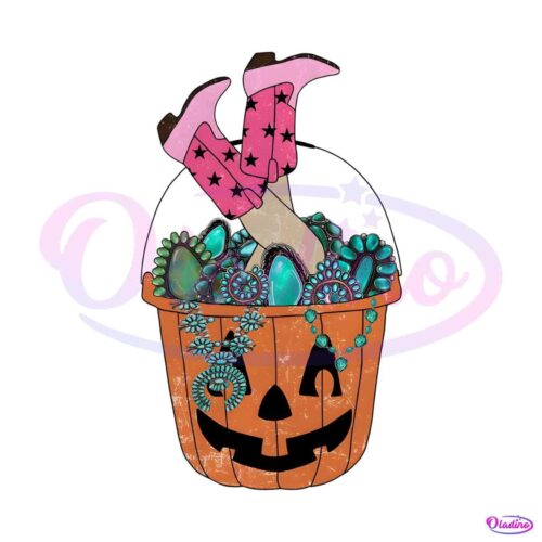 cowgirl-turquoise-pumpkin-bucket-png-sublimation-file