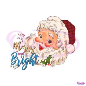 merry-and-bright-vintage-floral-santa-claus-png-download