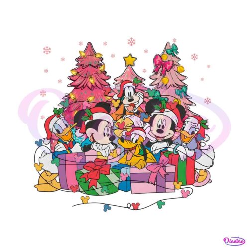 vintage-pink-disney-christmas-mouse-and-friend-png-file