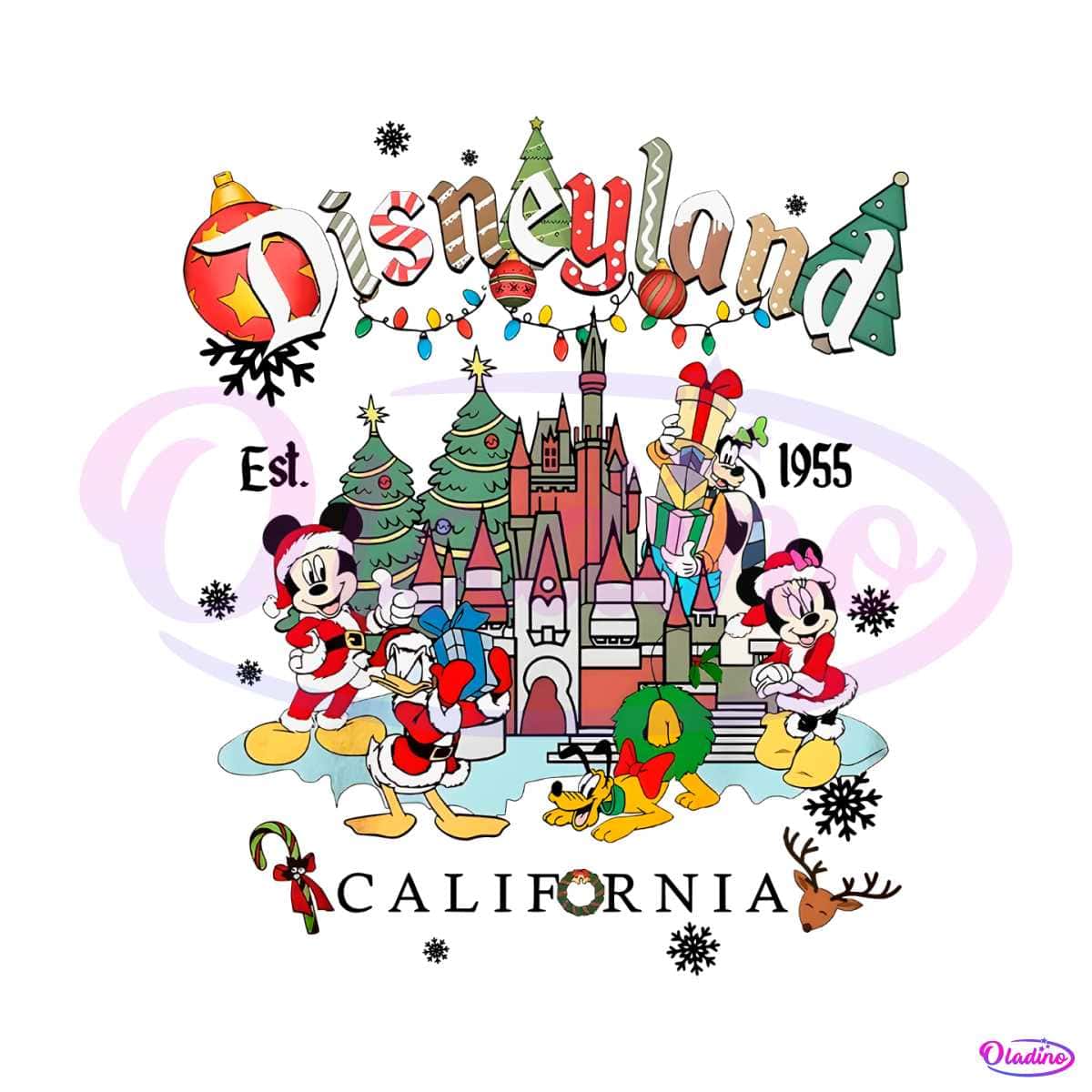 Vintage Christmas Disneyland Mickey And Friend PNG File