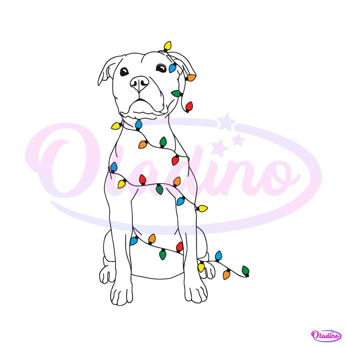 Christmas Dog Pitbull Christmas Lights SVG File For Cricut