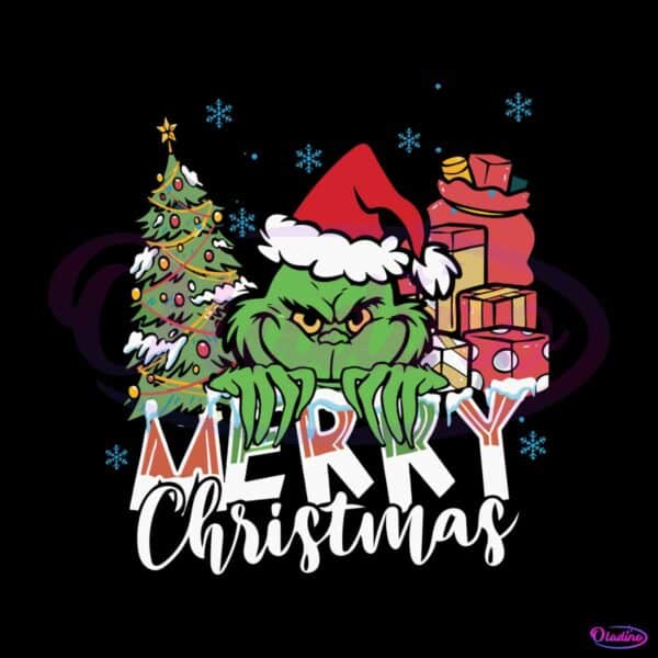 merry-christmas-grinchy-santa-hat-svg-graphic-design-file