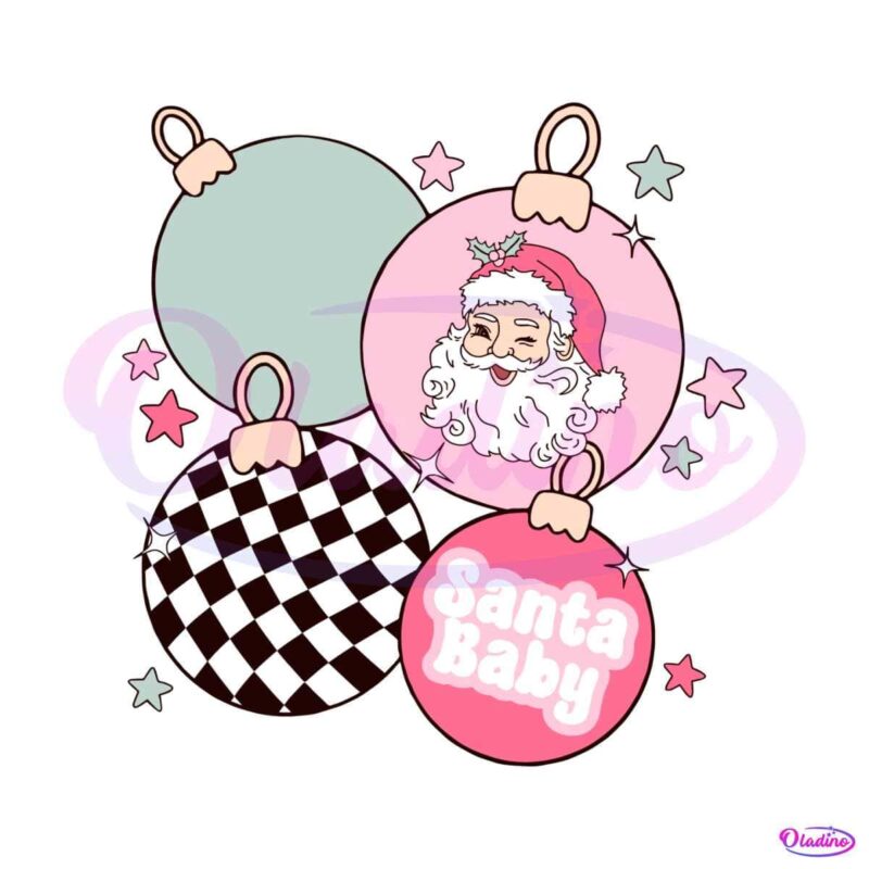 retro-christmas-pink-santa-baby-ornament-svg-download