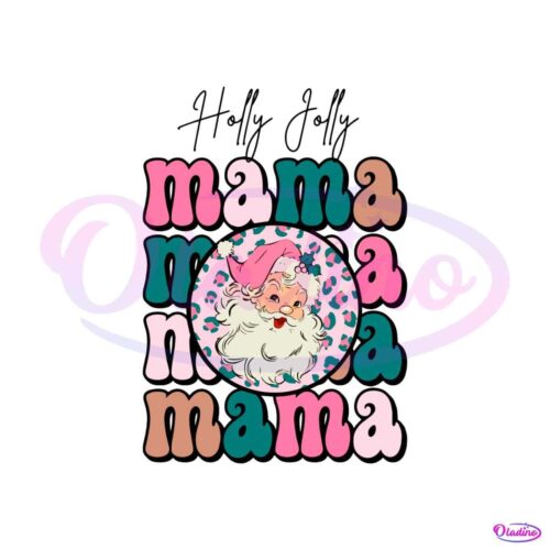 retro-christmas-holly-jolly-mama-santa-claus-svg-download