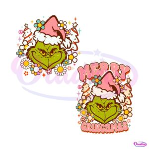 retro-floral-merry-grinchmas-santa-hat-svg-digital-file