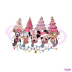 retro-vintage-mickey-and-friend-pink-christmas-png-file