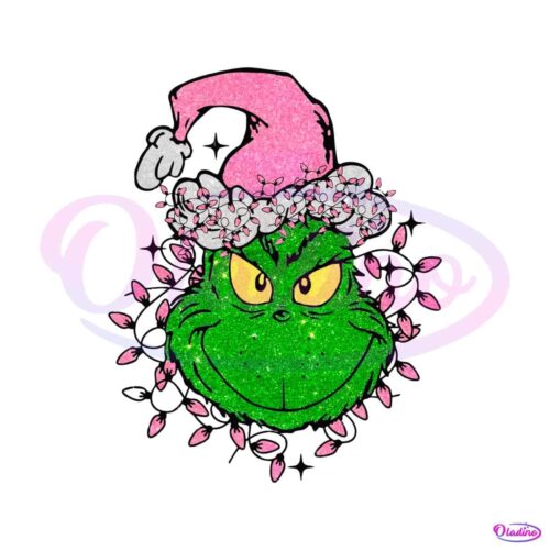 sparkly-glitter-christmas-lights-pink-grinch-png-download