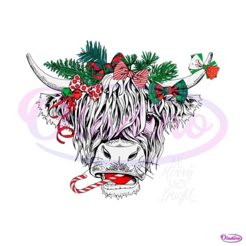 western-christmas-highland-cow-svg-cutting-digital-file