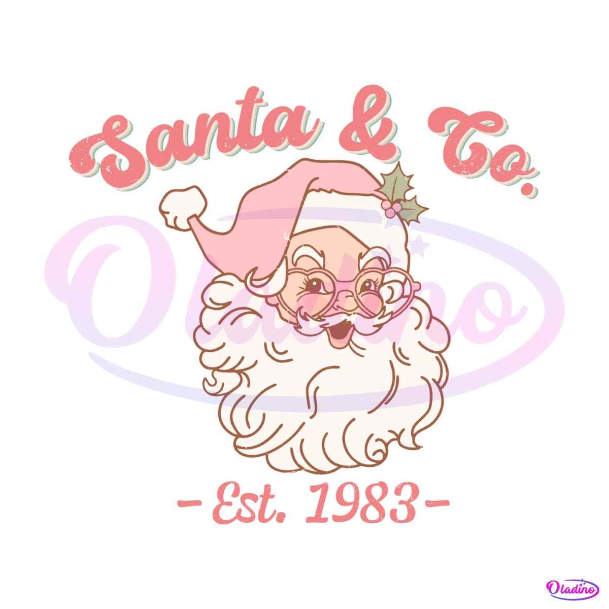 Retro Cute Pink Santa And Co Est 1983 SVG Cutting File