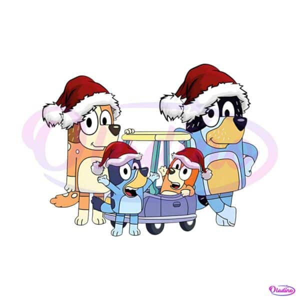 funny-bluey-dog-christmas-with-santa-hat-png-download