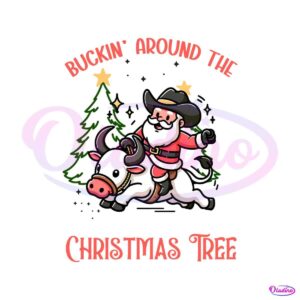 funny-buckin-around-the-christmas-tree-rodeo-cowboy-svg