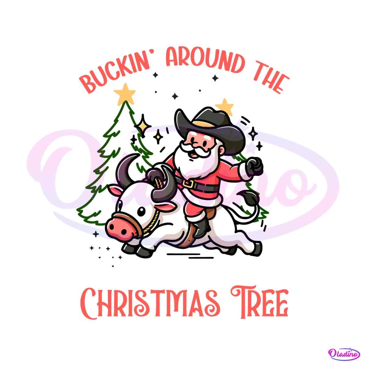 Funny Buckin Around The Christmas Tree Rodeo Cowboy SVG