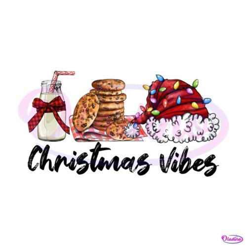 retro-christmas-vibes-santa-hat-and-biscuit-png-download