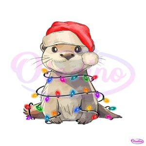 otters-merry-christmas-santa-hat-png-download-file