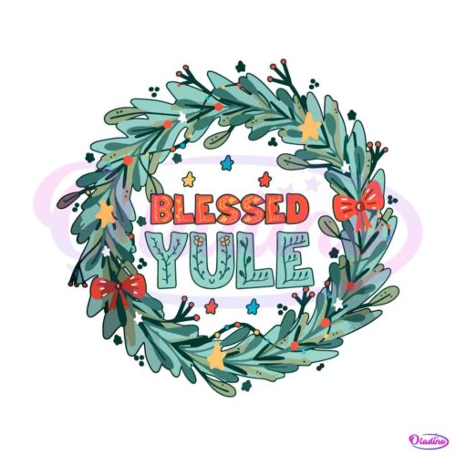 vintage-blessed-yule-christmas-wreath-svg-cricut-file