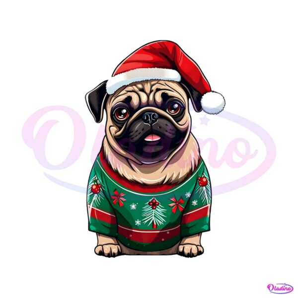 pug-christmas-lights-funny-dog-png-download-file