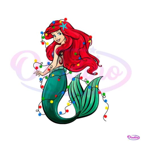 disney-princess-ariel-christmas-lights-png-sublimation