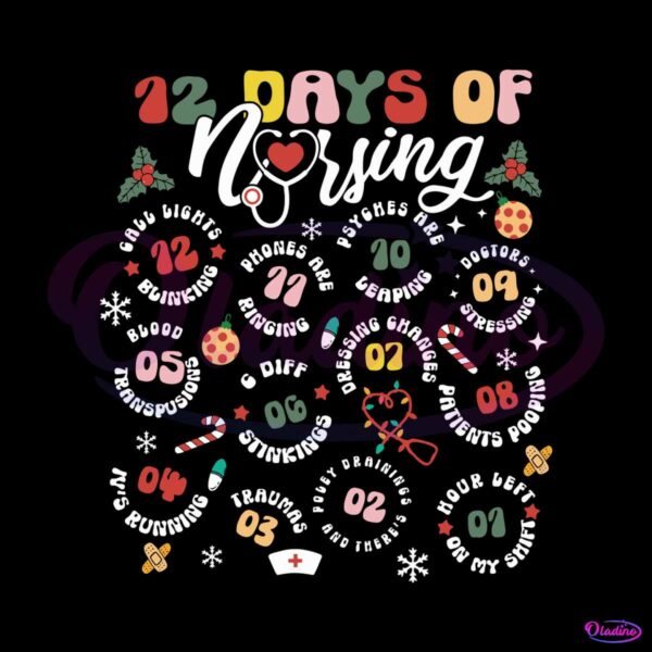 christmas-12-days-of-nursing-svg-graphic-design-file