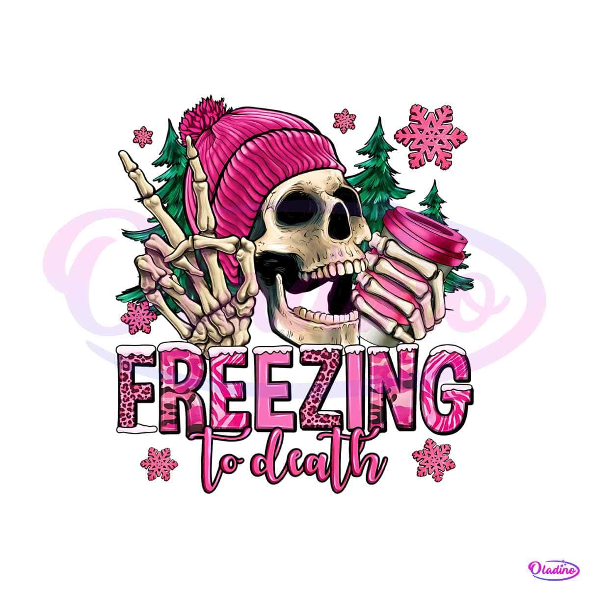 Pink Skeleton Freezing To Death Png