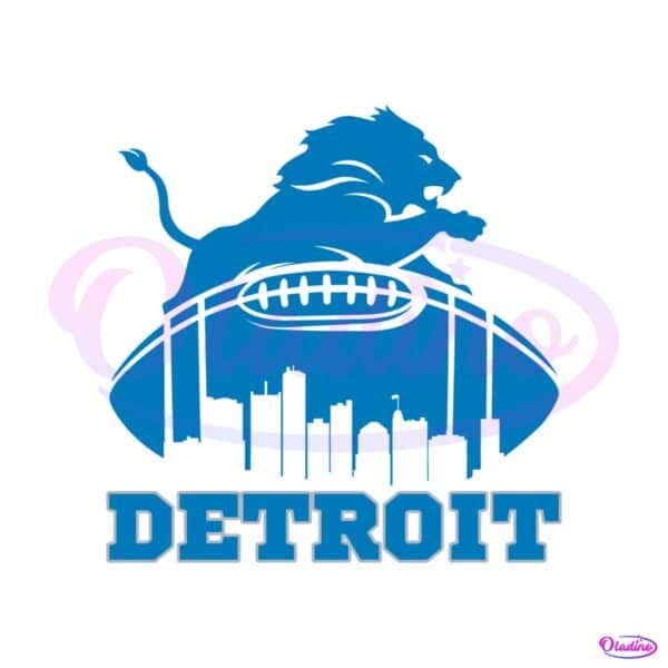 Vintage Detroit Lions Football Skyline SVG
