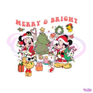 vintage-merry-and-bright-mickey-and-minnie-christmas-tree-png