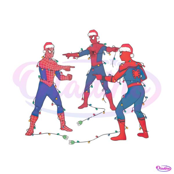 marvel-three-spiderman-meme-santa-christmas-light-png