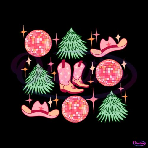 retro-western-christmas-disco-ball-svg