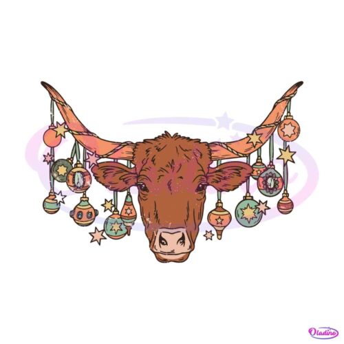 western-christmas-bull-skull-svg