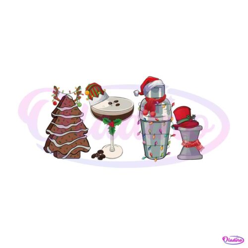 vintage-christmas-cocktails-tree-cake-png